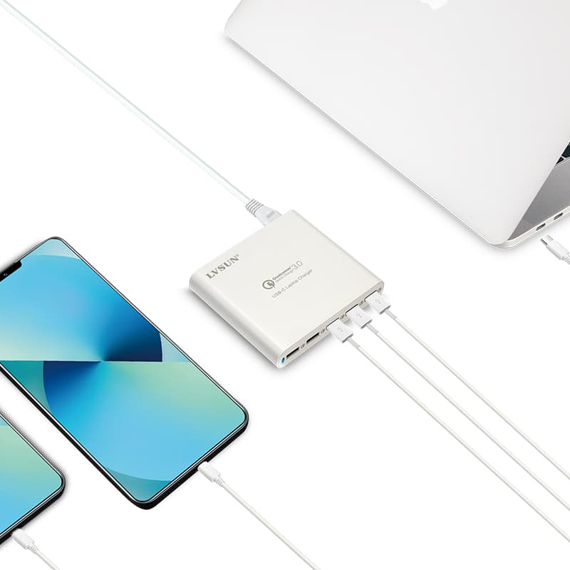 LVSUN 80W 5-Port USB QC3.0 Multi Charger