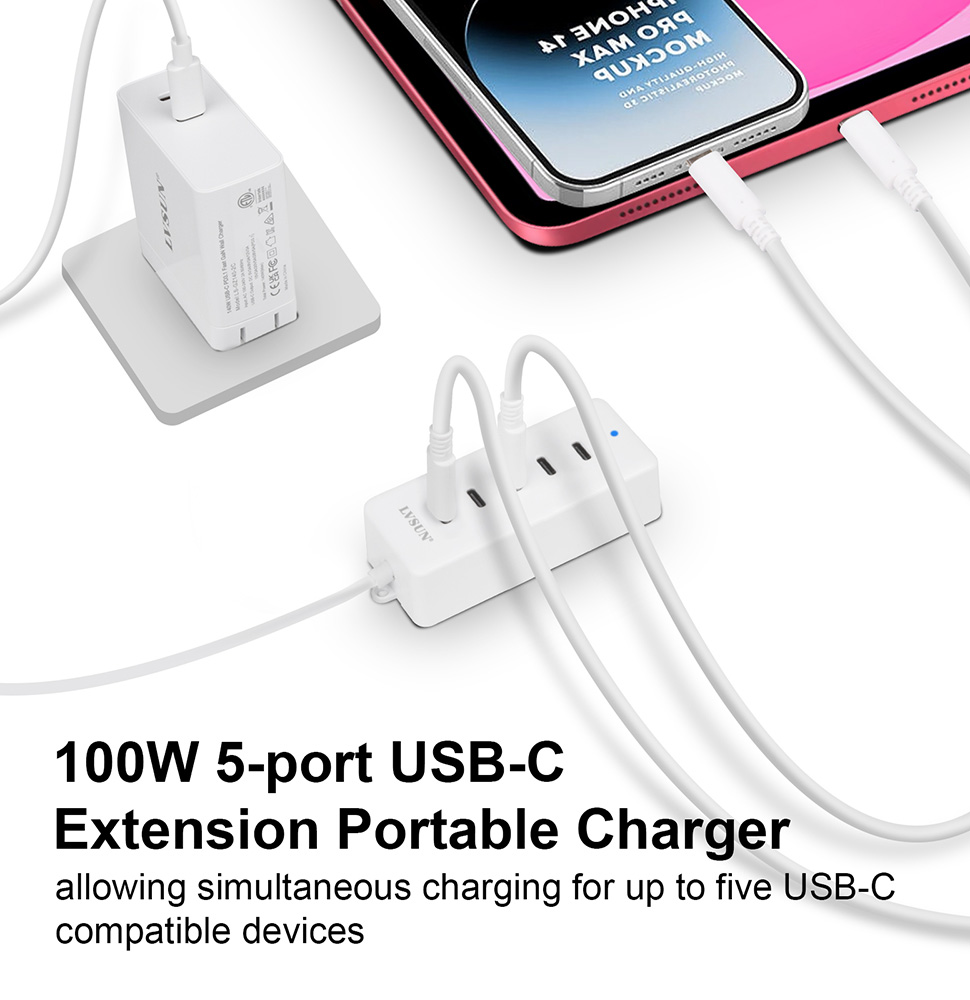 LVSUN 100W 5-port USB-C Extension Portable Charger