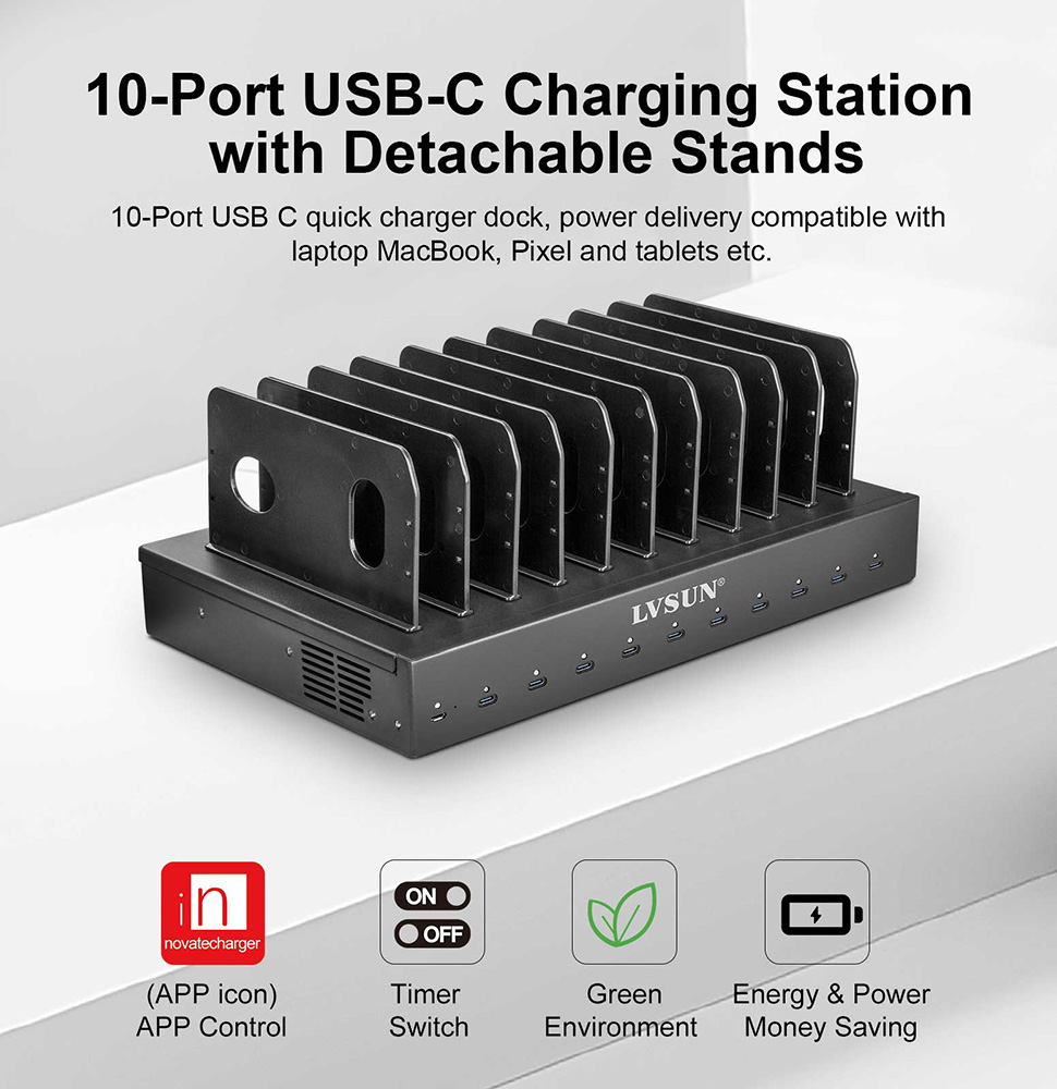 10-Port USB-C Charging Station 